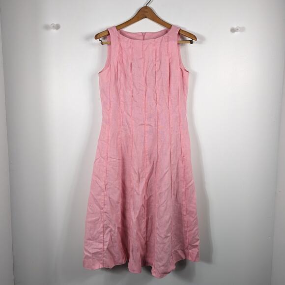 Anne Klein Dress Women's Size 10 Pink Linen Sundress Fit and Flare - Picture 1 of 5
